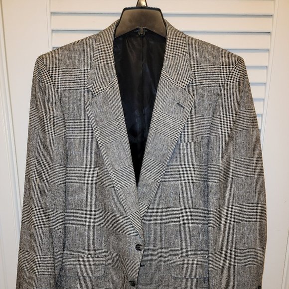 Burberry Men's Blazer - Black/White Pattern - Measurements in Description - Picture 1 of 6